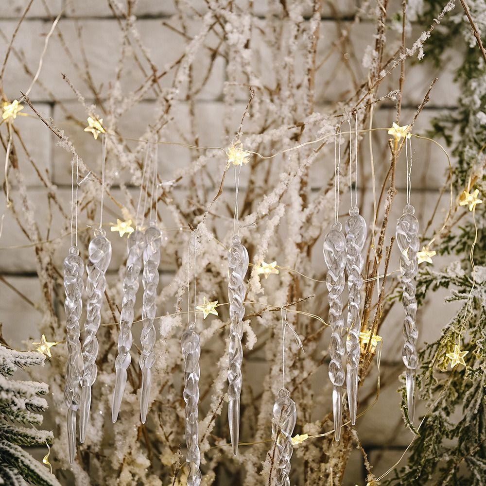 6pcs/set Acrylic Christmas Icicle Pendant Simulation Christmas Ice Bar Pendant  New Year