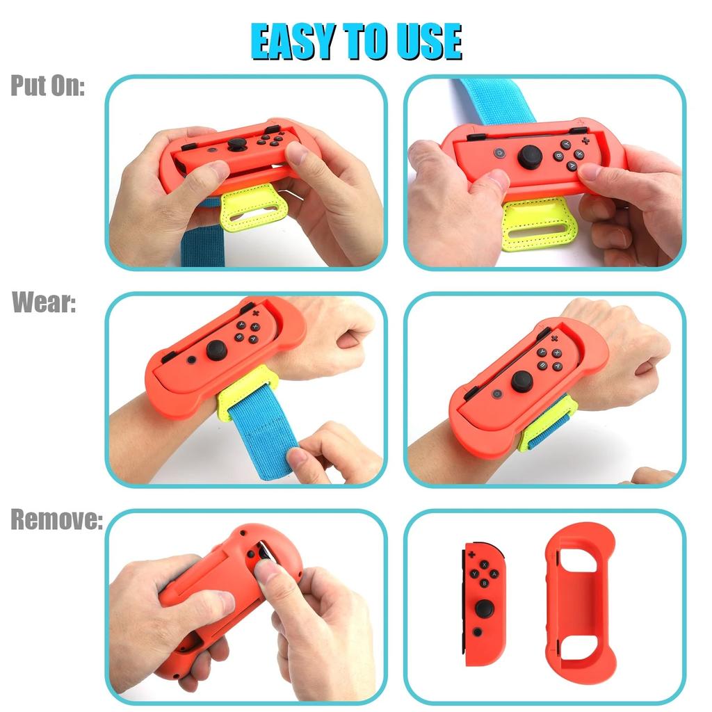 Game Wrist Bands for Nintendo Switch Controller Game Just Dance 2020/2019, Joy-Cons Left and Right  Adjustable Elastic Wrist Bands Cuff Two Size