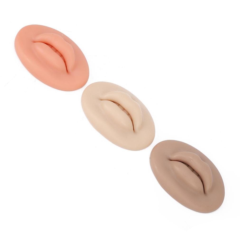 3 Pcs 3D Silicone Lips Elastic Semi Permanent Soft Real Skin Touch Feeling Fake Lips Tattoo Practice Lips