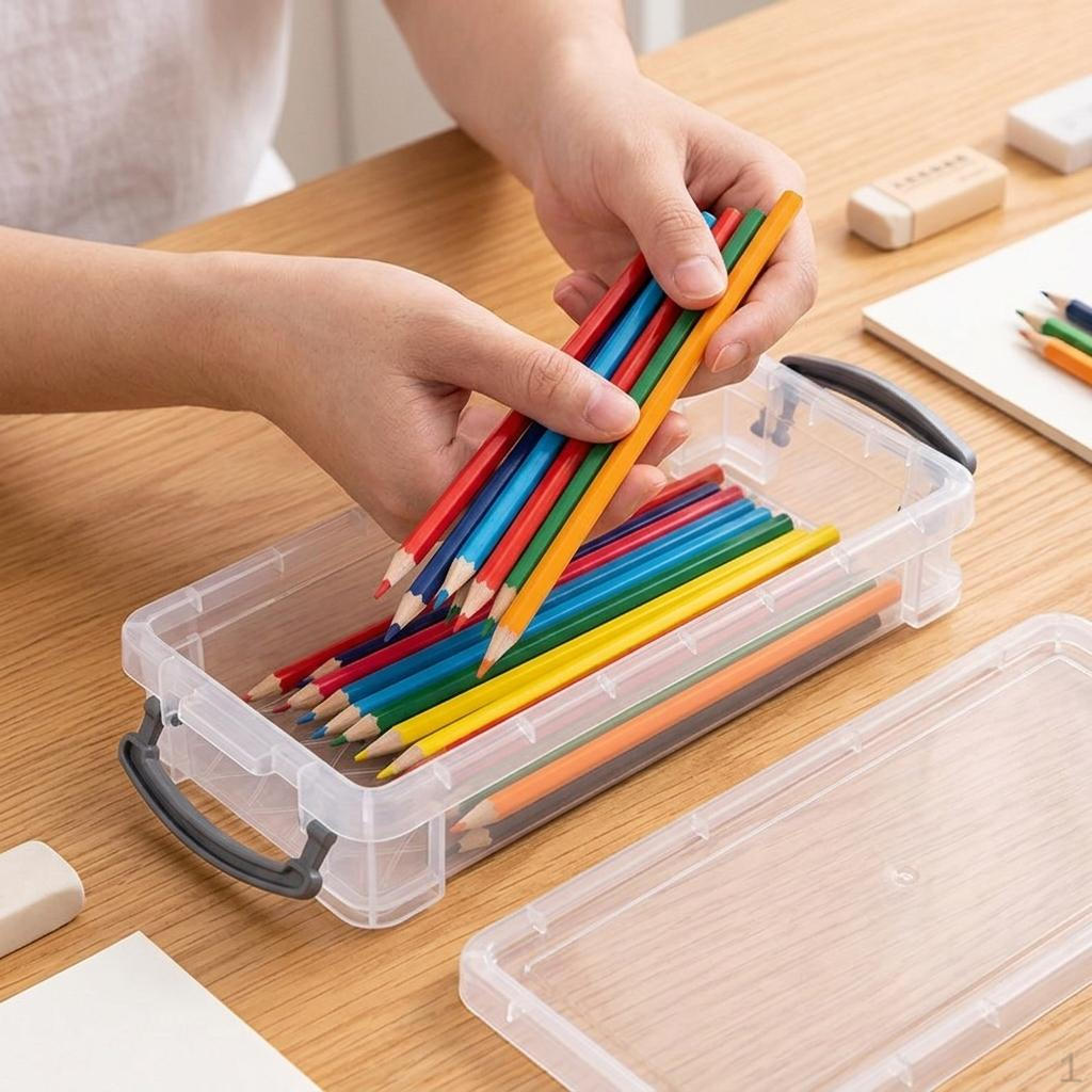 

4 Clear Stackable Storage Boxes with Lids, Elegant Containers for Organizing Office Supplies. фіолетовий
