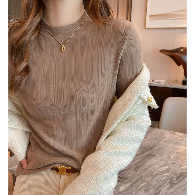 Womens Soft Ribbed Brushed Thermal Long Sleeve T-Shirt Round Neck Slim Fit Base Layer Top Winter