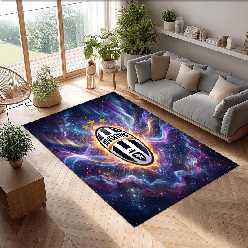 Juventus FC Printed Flannel Area Rug Non Slip Soft Polyester Floor Carpet Indoor Decor Mat for Bedroom Living Room Sofa