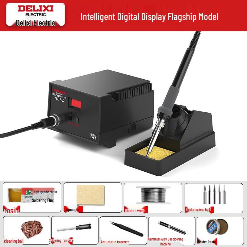 Delixi 936 Adjustable Soldering Station: High-Power, Constant Temperature Soldering Iron for Household Repair & Welding.