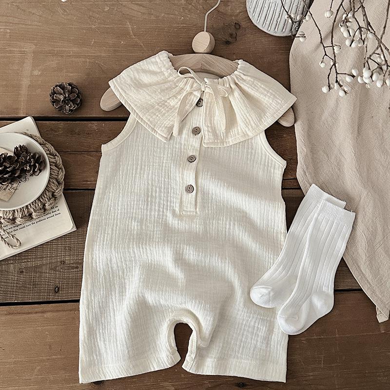 

Літній бавовняний марлевий дитячий комбінезон 2025 року - Ромпер без рукавів для прогулянок 90 cm