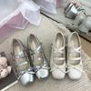 Fashion Female Sandal Retro Woman Shoes Block Heels Mary Jane Shallow Mouth 2024 Summer Girls Original Chunky Bow New Butterfly-knot