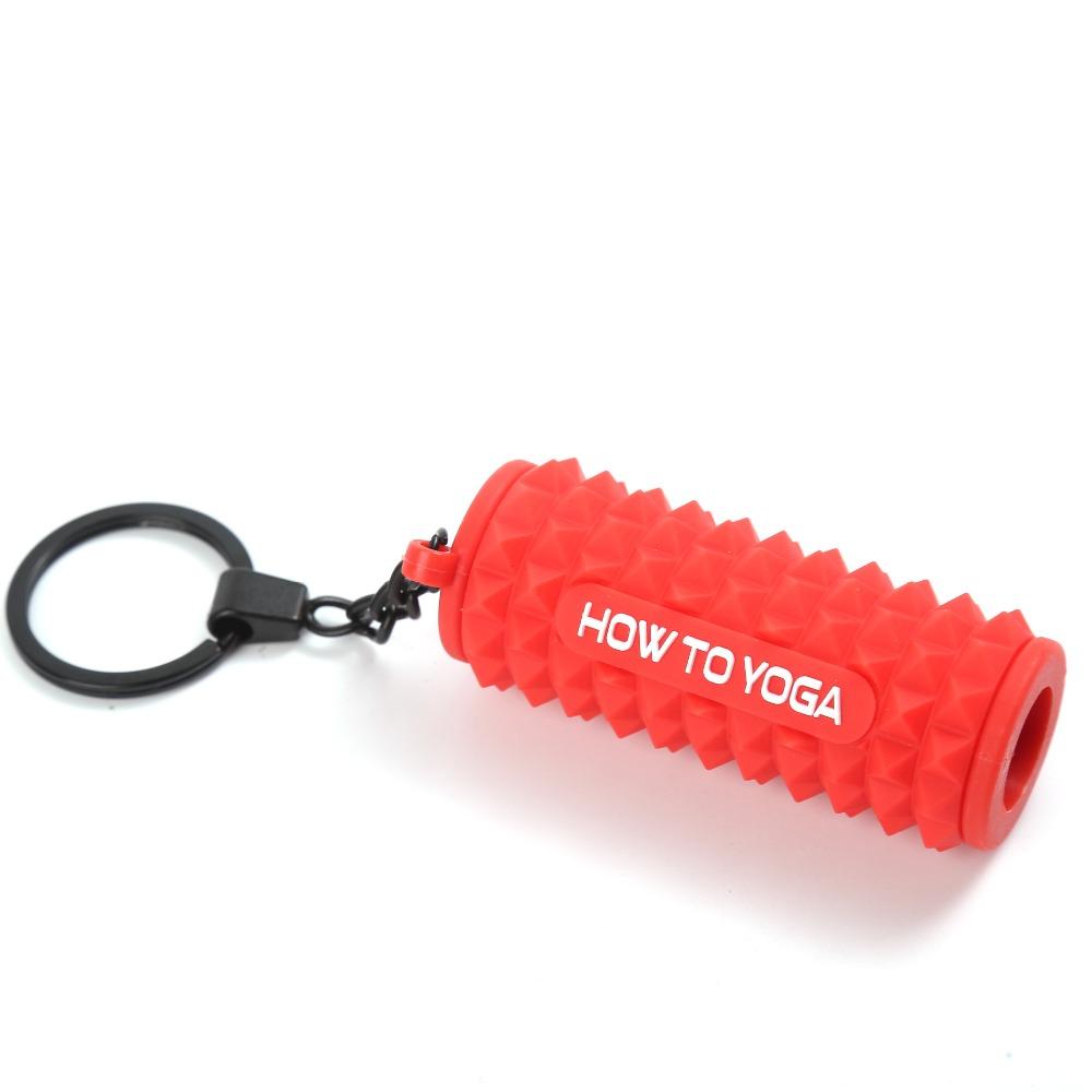 

Silicone Mini Foam Roller Keyring Sports Style How To Yoga Keychain Jewelry Accessories червоний