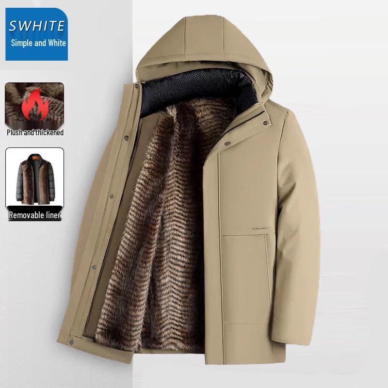 Men's Winter Fleece-Lined Hooded Puffer Jacket