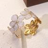 Opening Design Cuff Bangle Bracelet Stainless Steel Flower Opening Ladies Bangle  Romantic Gift