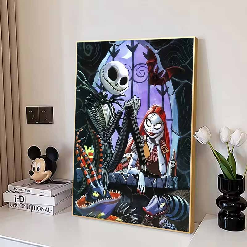 Disney Diamond Painting Jack Sally Dark Fairy Tale Illustration 5D Diamond Painting Art Embroidery Cross Stitch Room Decoration