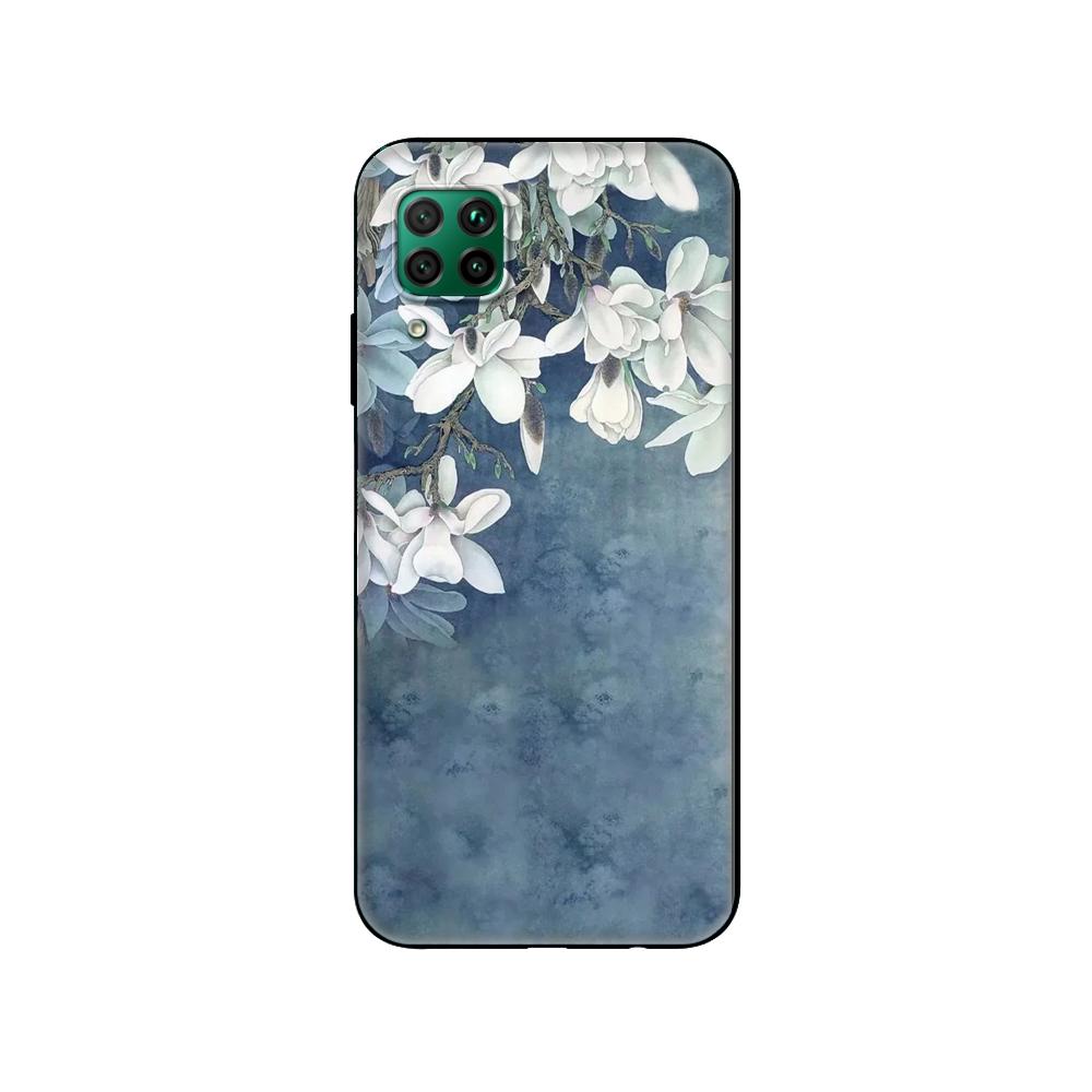Black Tpu Case For Huawei P30 Lite P30 Pro P40 Case For Huawei P40 LITE E P Smart 2020 Case Cover Orchid Flowers Colorfu