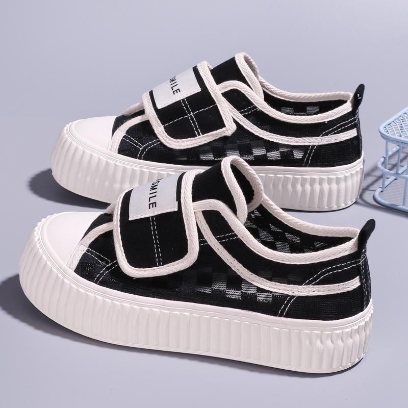

Женские парусиновые туфли Новые женские туфли на платформе Без шнурков на липучках Повседневные кроссовки 40 чёрный