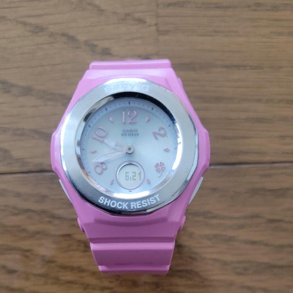 Used CASIO Baby-G BGA-1050CD Radio-controlled Tough Solar Analog-Digital Watch Pink