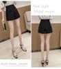 2024 Women's High-Waist A-Line Black Suit Shorts - Spring to Autumn Wear, Loose, Slimming, Wide-Leg