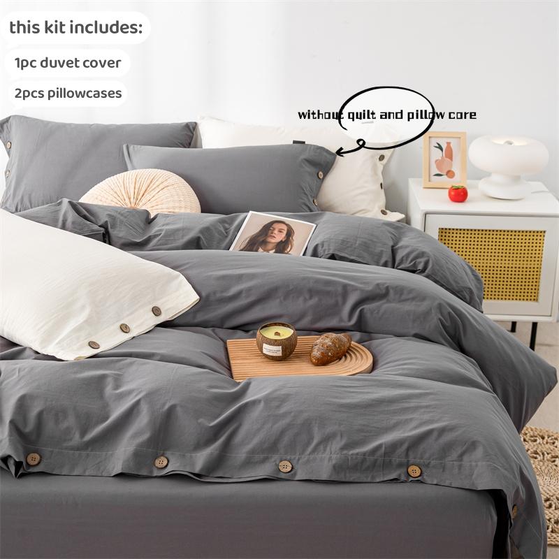 3pcs  100% Cotton Bedding Set Double Duvet Cover Set 220x240 Solid Twist Cotton King Size Bedding Set Quilt Cover Set