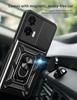 Voor Motorola Moto G35 Hoesje Draaibare Ringhouder Schokbestendige Cover Schuif Camera Hoesje voor Motorola Moto G35 5G Case