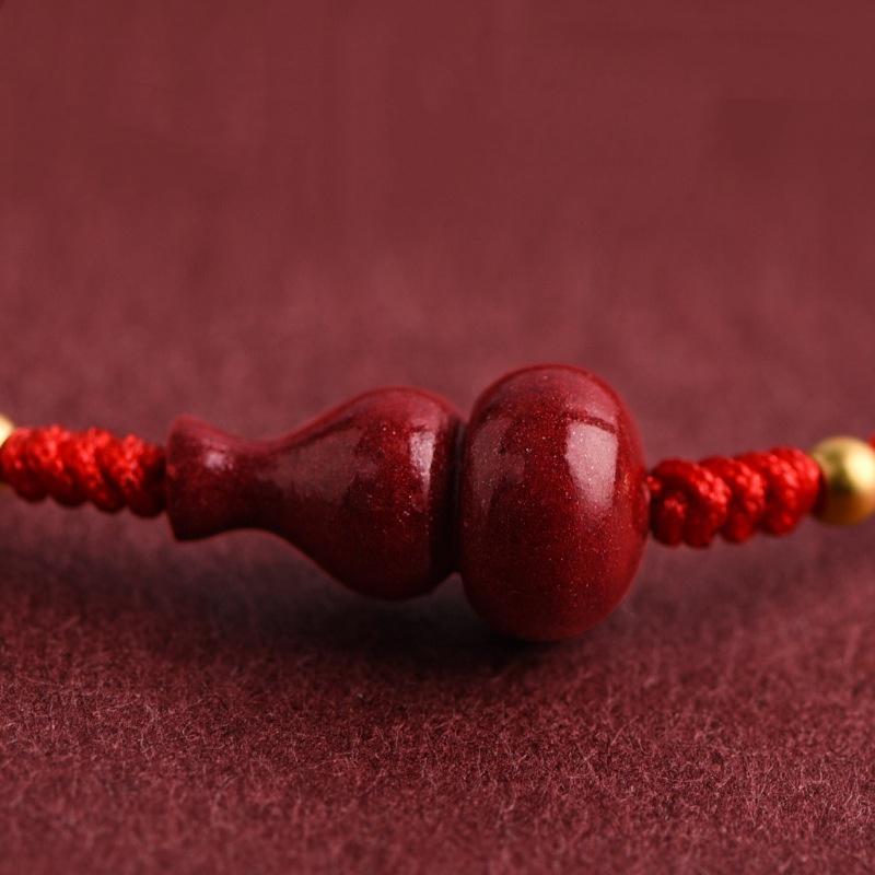 Hand Braided Red Lucky Bracelets For Couples Imitation Jade Calabash Cinnabar Beads Bracelet Good Fortune Bangles Year Gift