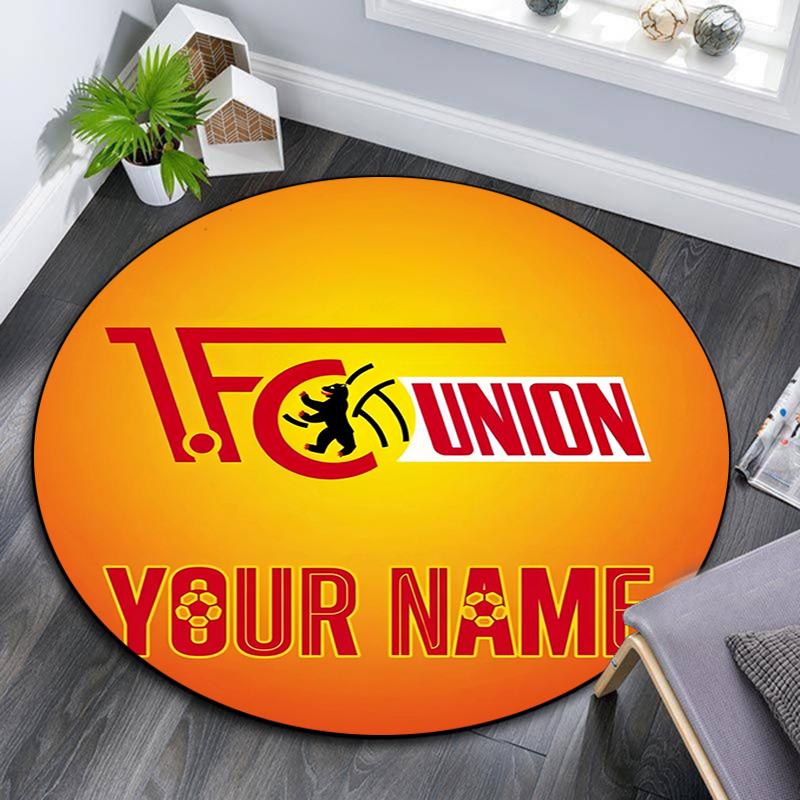 Custom Name,FC Union Berlin pattern round rug,Carpet Rug for Living Room Bedroom Playroom ,Non-slip Floor Mat,Holiday Gifts and Birthday Gifts.