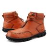 Mens Handmade Genuine Leather Boots  Retro Boots Men's Genuine Leather Large Men's Shoes High Top