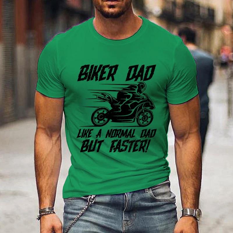 Vintage Motorcycle Men's T-shirts Biker Dad Like A Normal Dad But Faster Shirts Graphic Tee Fashion Father Day Streetwear Tshirt