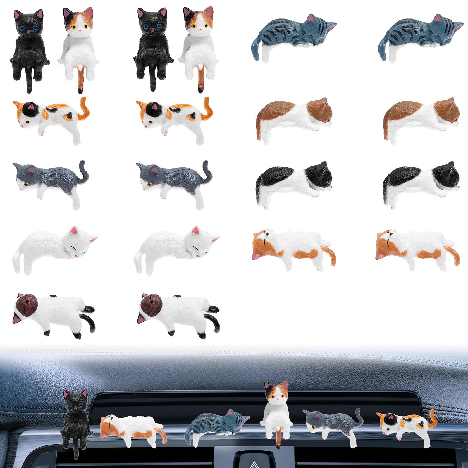 

20Pcs Cute Mini Cartoon Car Cat Ornaments Car Screen Edge Decoration Cat Micro Landscape Model Creative Car Accessories Gifts