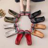 Fashion New 2025 Genuine Leather Wedge Flats Woman Patches Slip On Shoes Elegant Women's Loafers Handmade Platform Moccasin Ladies Flats