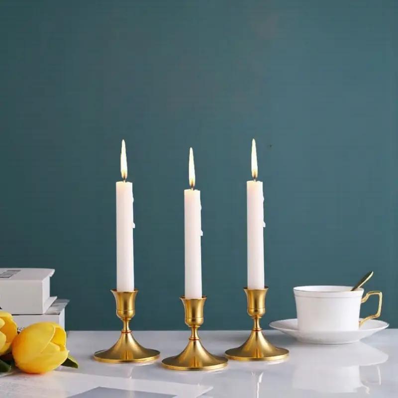 Modern Minimalist Short Candlestick Holders Metal Gold Black Silver Candle Stand For Home Table Wedding Festival Party Decor