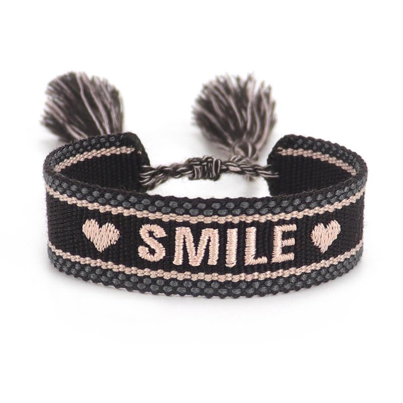 Handmade European Style Embroidered Love Bracelet with Tassels for Girls