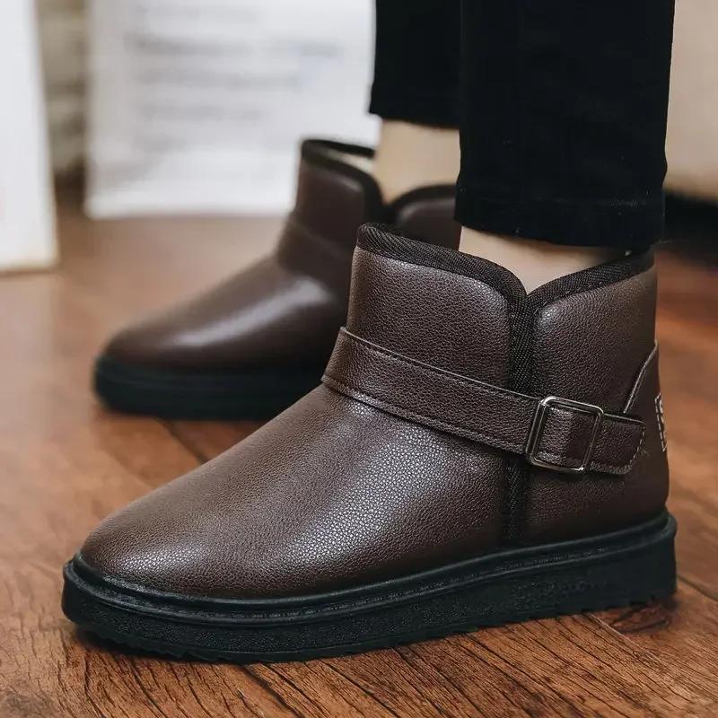 Fashion Shoes for Women Elegant with Low Heels Round Toe Black Womens Snow Boots Leather Booties Ankle Big Red on Slip Anti Skid 39 Y2k