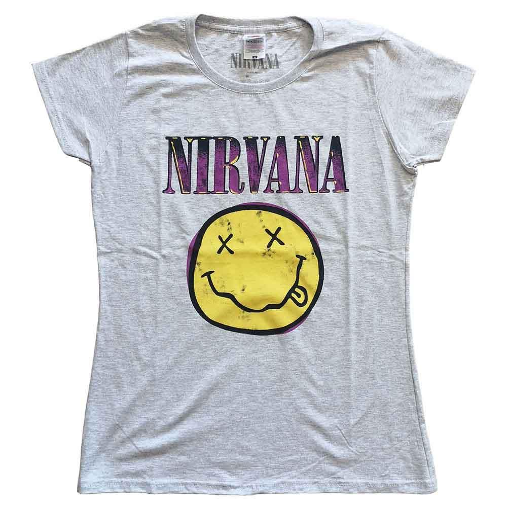 26 Ladies Nirvana Happy Face Pink Official T-Shirt Womens Unisex T-Shirt L