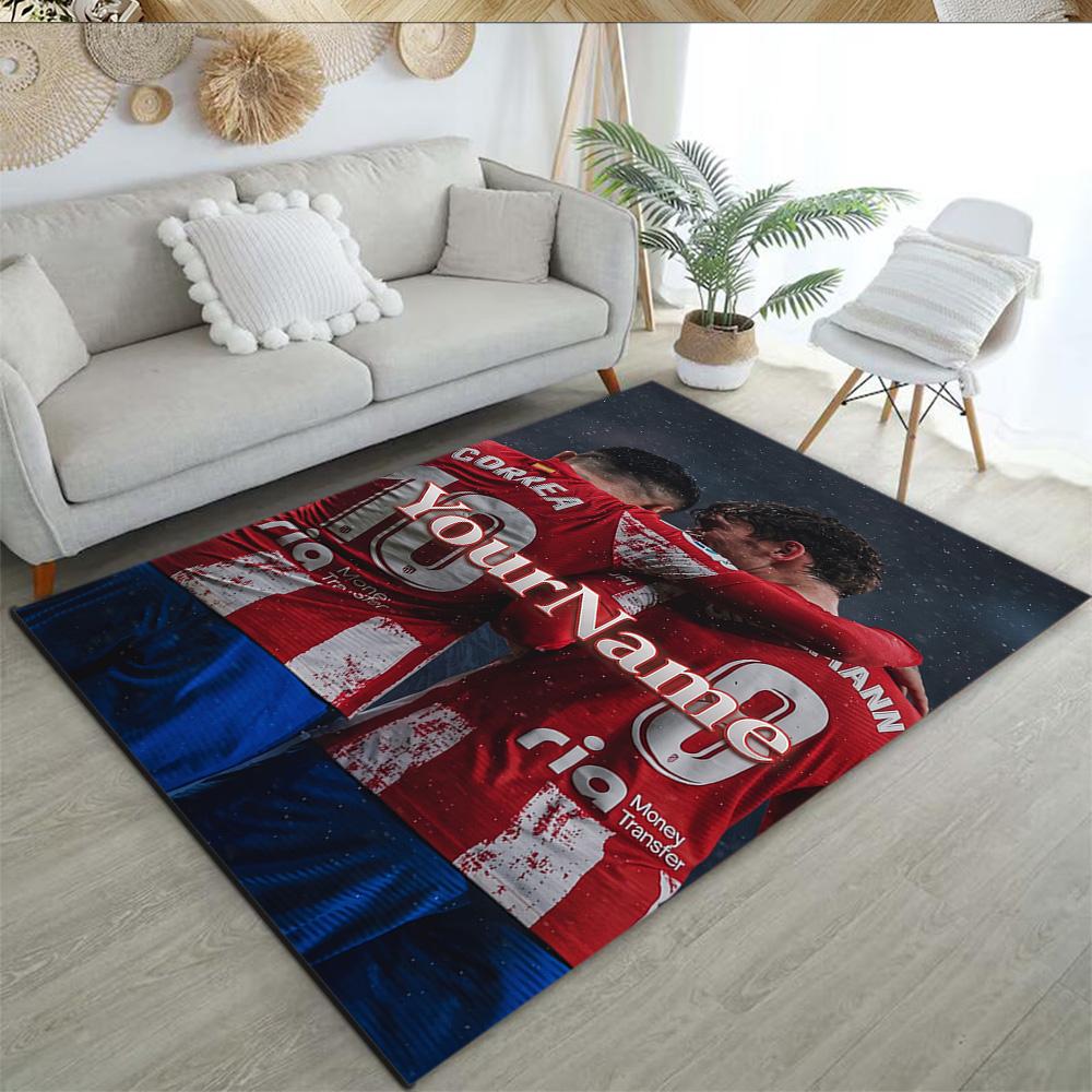Atletico Madrid Customized Name Carpet Perfect for Foyer Game Room Balcony Dormitory Antislip Carpet Anime Office Decor Gift for Festivals