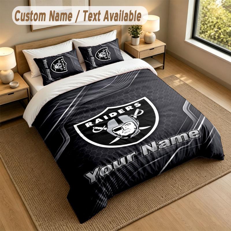Bedding Set 1 Duvet Cover 2 Pillowcases Las Vegas Raiders Print Soft Bed Linen Bedroom Decor
