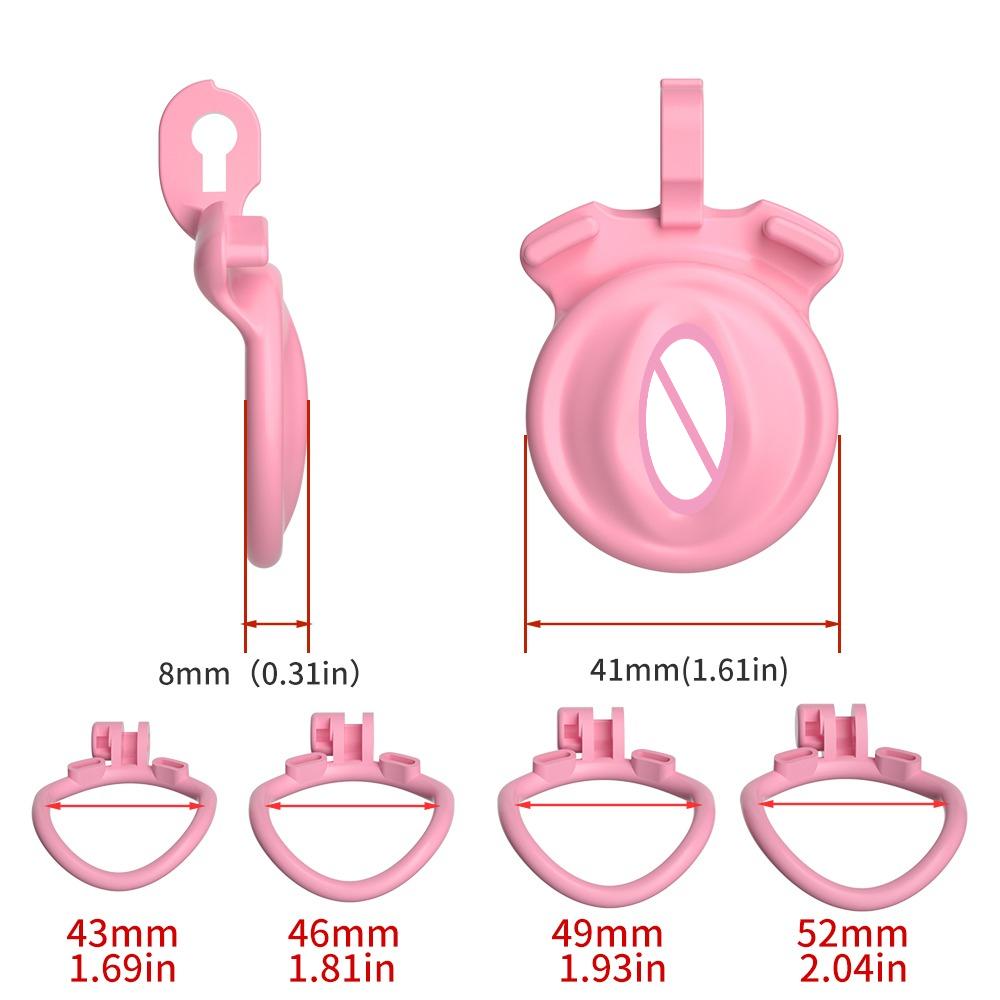 Negative/Micro/Small Chastity Cage for Sissy Sex Toy with 4 Size Cock Ring Pink/Black Bdsm Penis Urethral Lock Adult Toy for Men