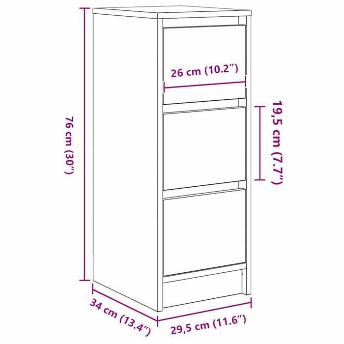 VidaXL Buffet vieux bois 29,5x34x76 cm bois d'ingénierie 861641