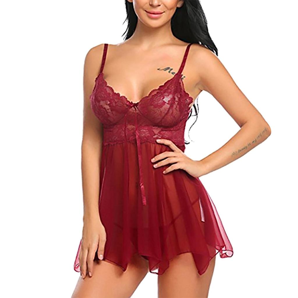 Fun Lingerie Sexy Lingerie Front Split Sleeping Dress,Sexy Babydoll Women Lingerie Sexy Lace G-string Underwear Sleepwear