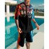 Summer New Men's Suit 3D Printig Geometric Patterns Short Sleeve  Shirt Shorts Suit Fashion Shirt Men's Two Piece Set Streetwear