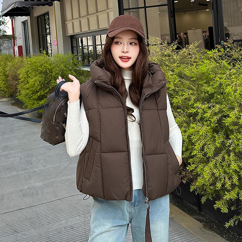 Winter Down Vest Hooded Casual Jacket Women