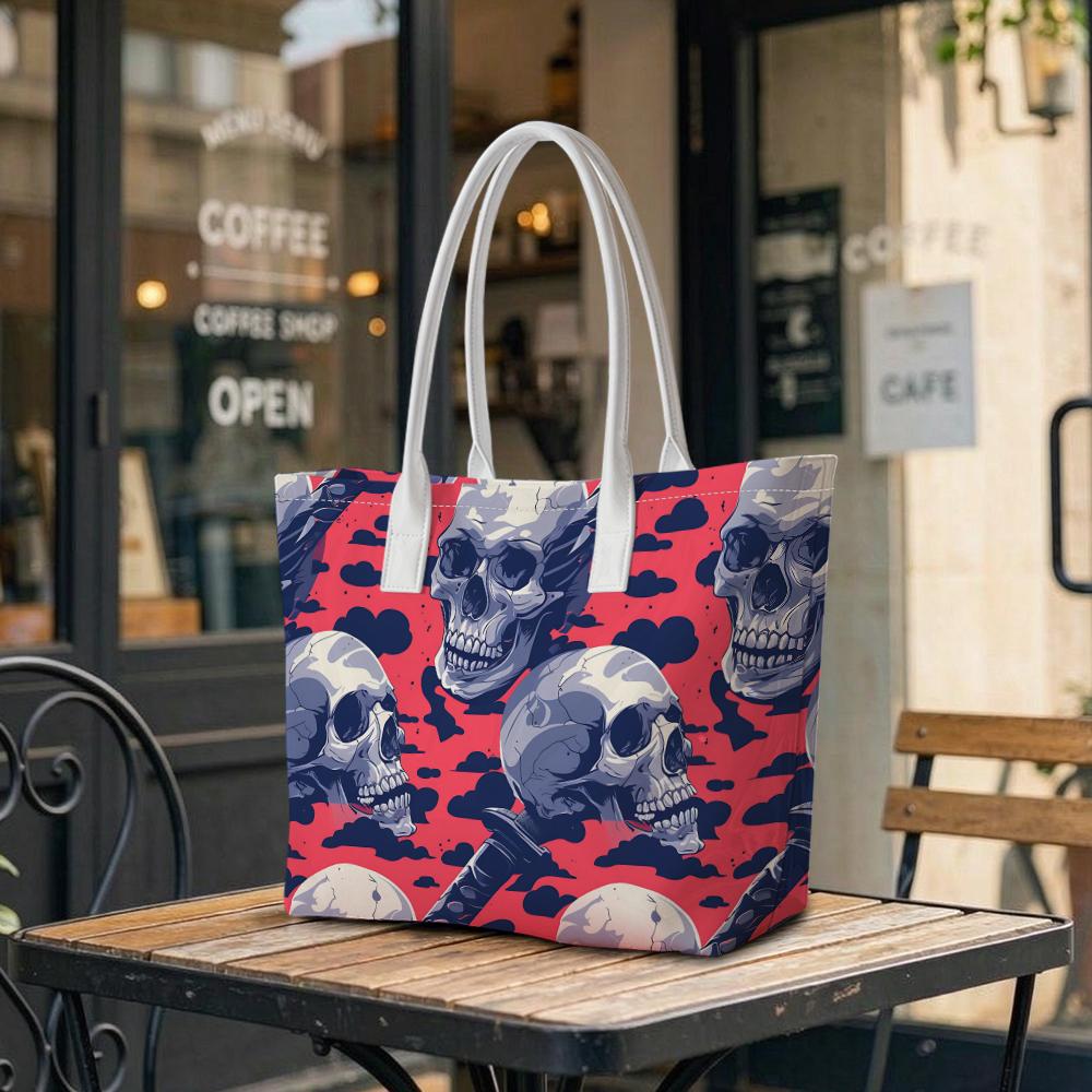 Gothic Skull Pattern Tote Bag for Daily Use