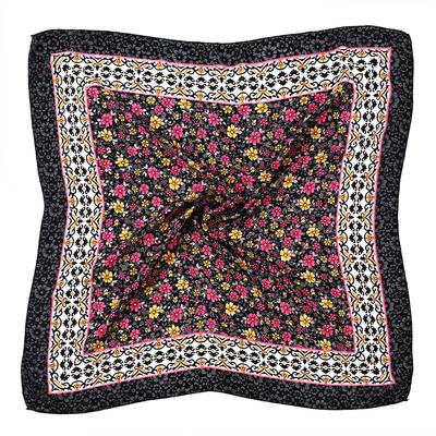 85*85Cm Pastoral Style Women Headband Scarf Luxury Floral Print Square Bandana Lady Handkerchief Ethnic Shawl Head Scarves