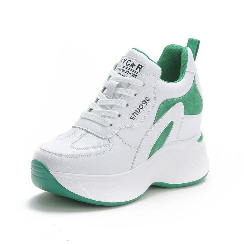 

Women s 2025 Spring Height-Boosting Sneakers - Breathable, Versatile, Thick-Soled, White Casual Travel Shoes 35