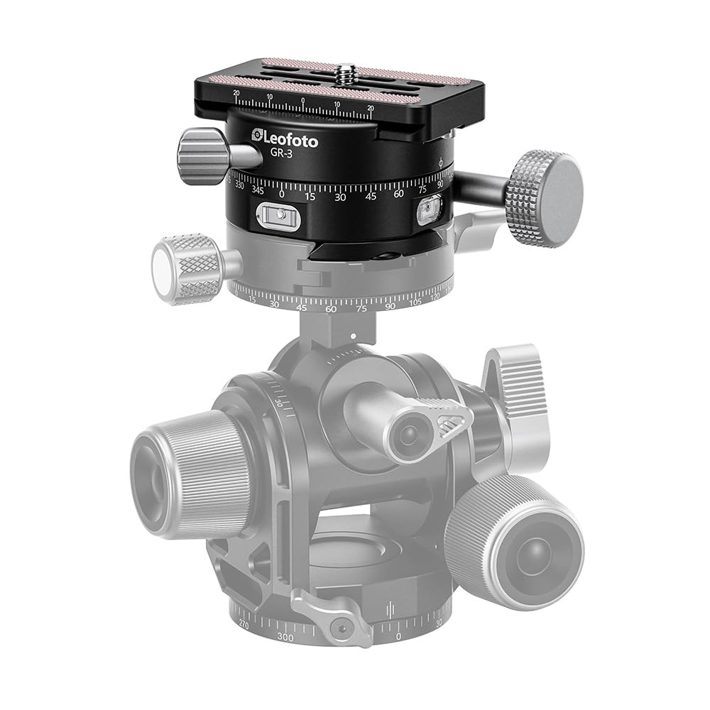 Leofoto Geared Panoramic Head Coarse and Fine Adjustment 20kg Load Capacity Compatible Two Spirit Levels Screw Compatible Precision Geared Panoramic