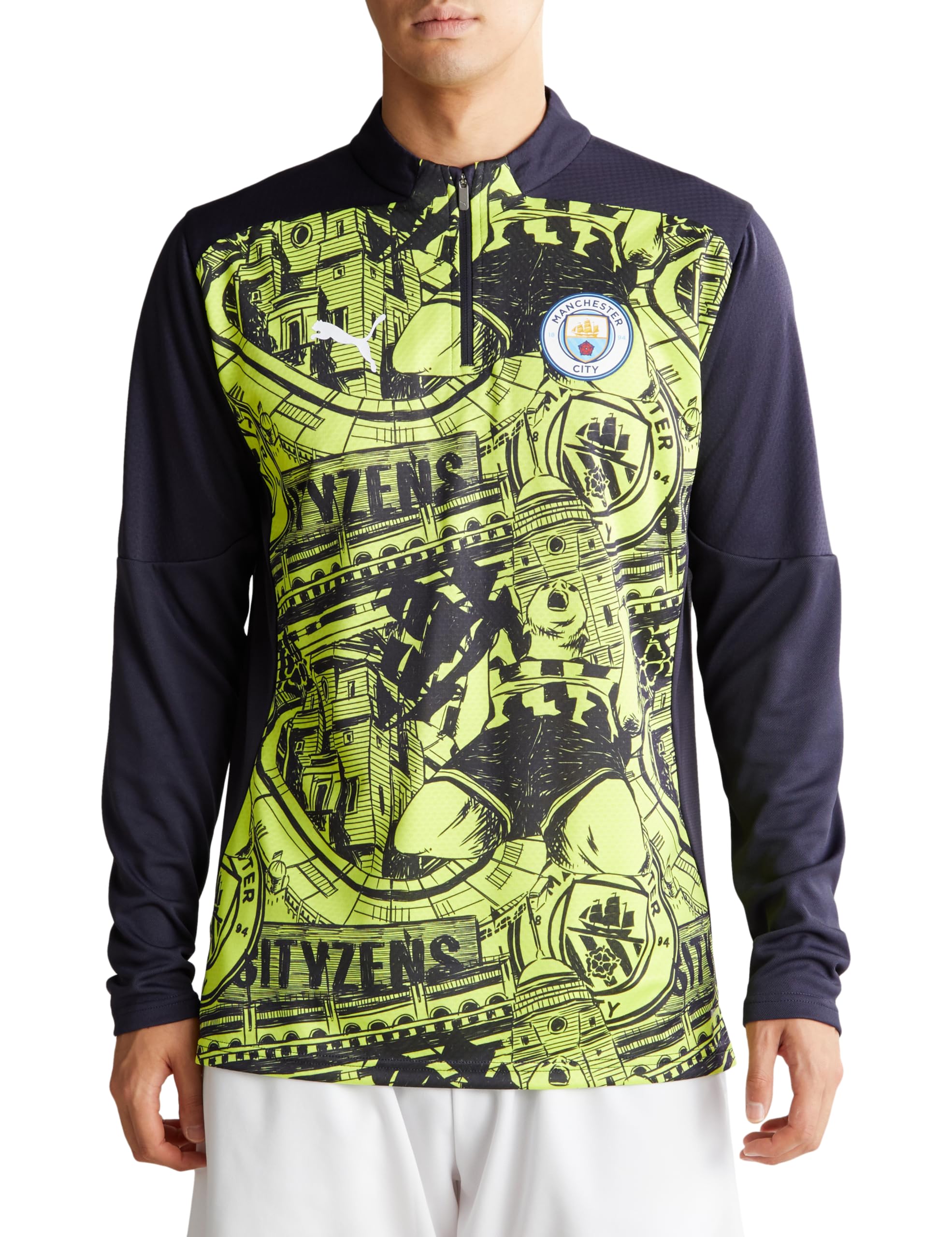 

Спортивный топ MCFC Prematch Zip 777579 24 Цвет Желтый Синий [PUMA] 1/4 Мужской Осень/Зима Glow/Magic (14)