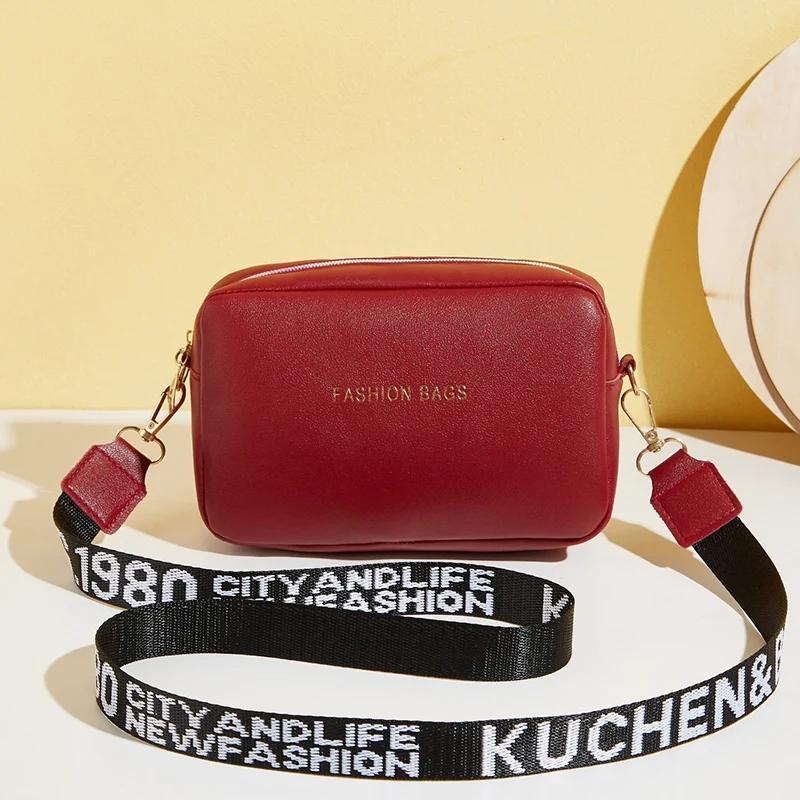 

Маленькая женская сумка через плечо для телефона, простая дизайнерская повседневная модная сумка-мессенджер с широким плечевым ремнем