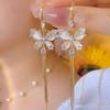 Elegant Butterfly Rhinestone Tassel Earrings - High-End, Trendy, and Flattering.