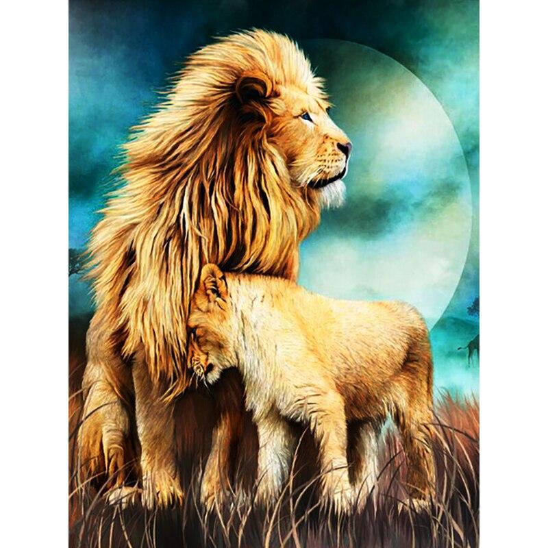 

Новий 5D DIY алмазний живопис Лев Алмазна вишивка Тварини Повне кругле свердло Ремесла Домашній декор Ручний подарунок Full Round 20x25CM