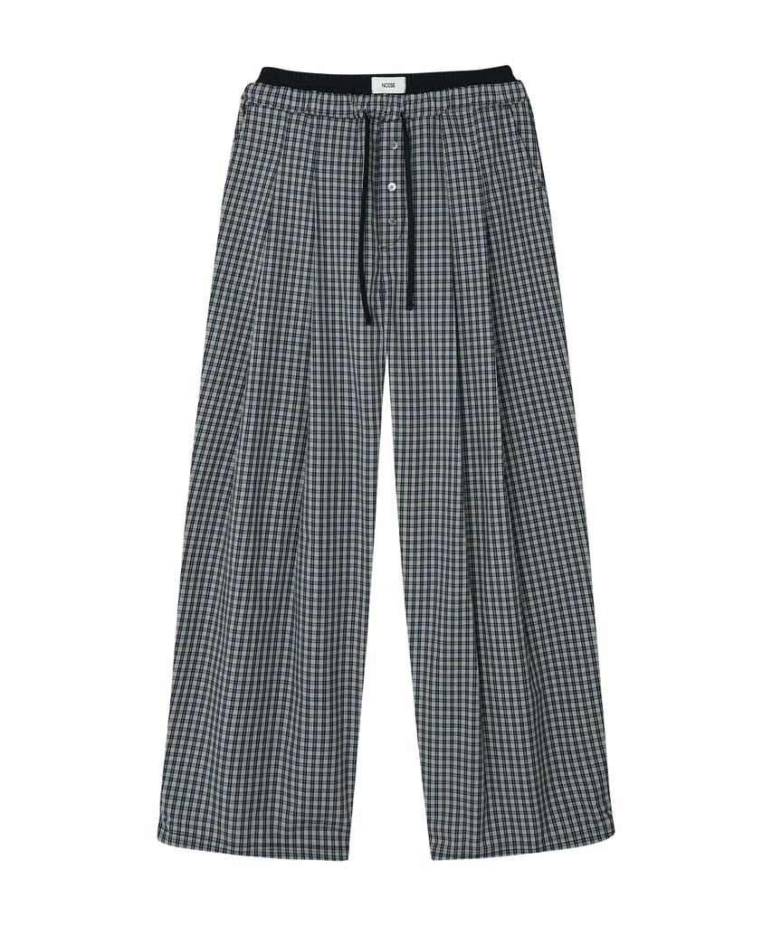 NOISE Pajama Layered Elastic Pants - Navy Check