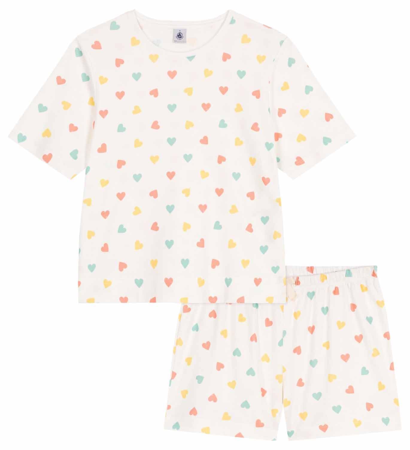 

Petit Bateau Short Sleeve Pajamas A0D84 L Off-White/Multicolor