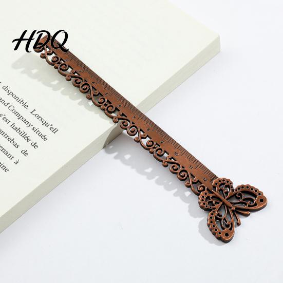 Classical Charm Bookmark Butterfly Ginkgo Ruler 2 in 1 Metal Measuring Page