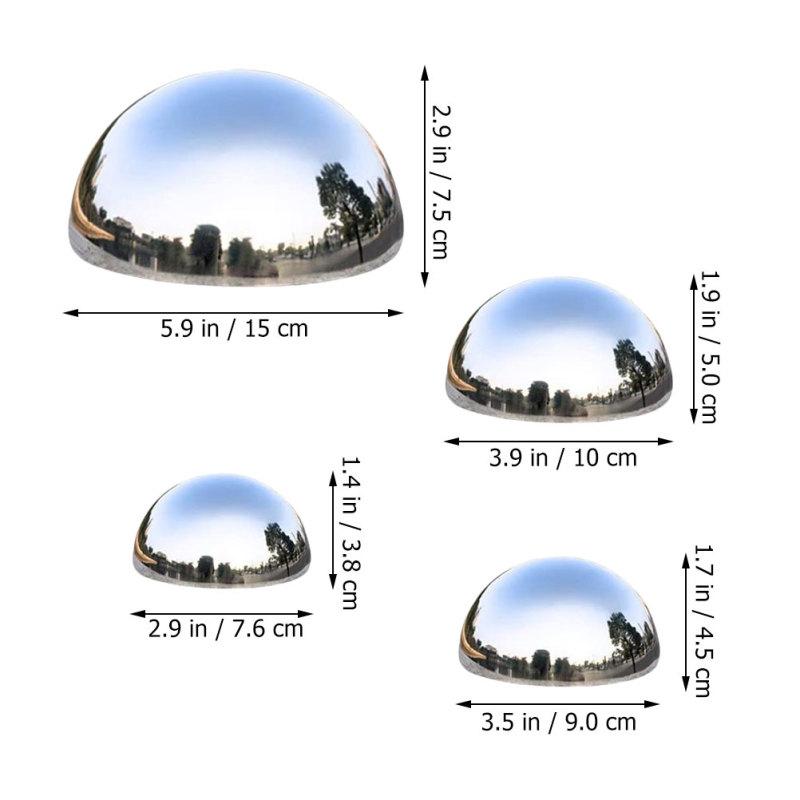 4 Pcs Lawn Reflective Ball Stainless Steel Ground Decoration Set Mirror Spheres Earth Gazing Balls Hemisphere