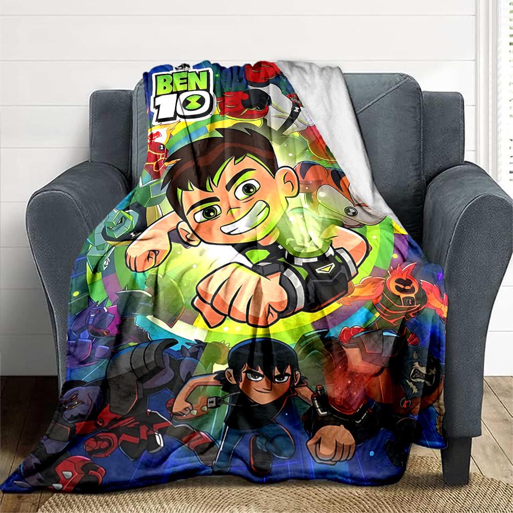 1pc Ben 10 Aliens Flannel Blanket, Soft Skin Friendly with Digital Printing, Various Sizes Available for Family, Friends, Birthday