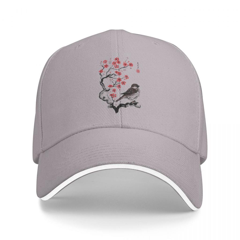 Baseball Caps Japan Tokyo Harajuku Cherry Blossom Bird Trending Customized Unisex Women Outdoor Spring Caps